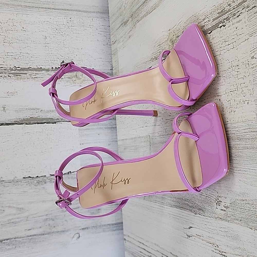 Pink Kiss Size 6 Lara pink ankle strappy stiletto 4.5" heels shoes Barbiecore